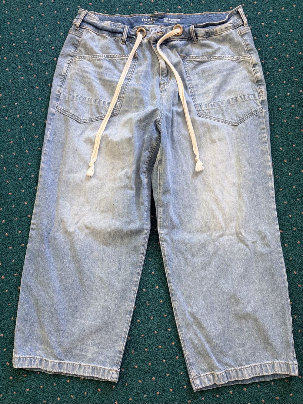 torrid Light Wash Straight-Leg Drawstring Jeans
